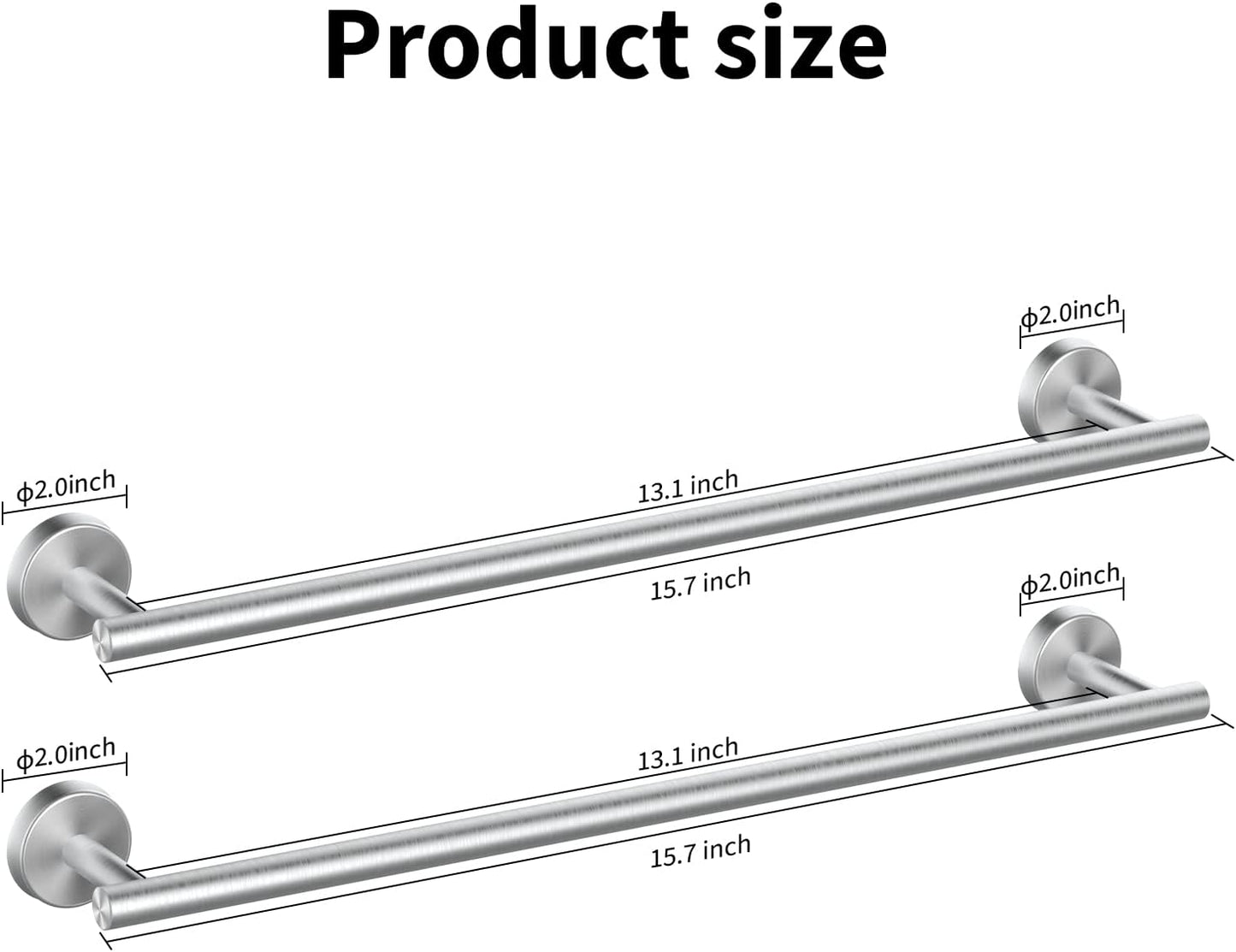 Cilee 2 Pieces Brushed Nickel Bathroom Towel Bar, 16 Inch Double Towel Racks,Bathroom Towel Holder Towel Hanger for Bathroom Stainless Steel Wall Mount