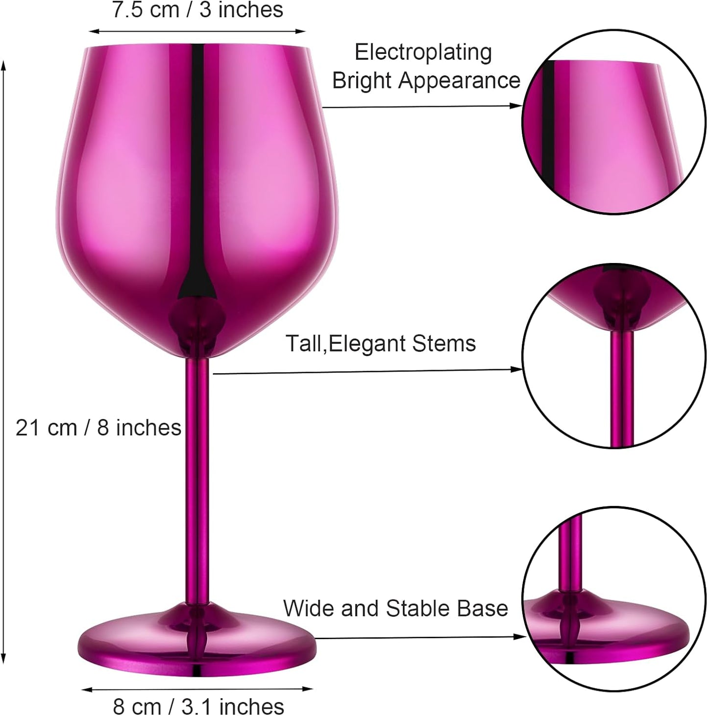 Stainless Steel Wine Glasses Set of 4 Unbreakable Purple Wine Glass 18 oz Unique Metal Wine Goblets for Outdoor, Travel, Camping, Pool, Ideal Gift for Wine Lovers