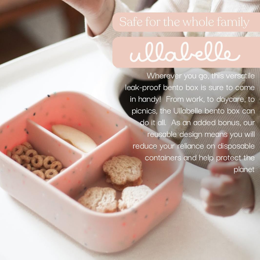 Ullabelle Leak Proof Bento Box Food-Grade Silicone Bento, BPA, Phthalate, Lead, & PVC Free - Bento Lunch Box for Daycare, Kids, & Adults - Leak Resistant Sets With Lids Snack Box Container (Peach)