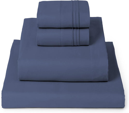 Mellanni King Sheets Set - 4 PC Iconic Collection Bedding - Hotel Luxury, Extra Soft, Cooling Bed Sheets - Wrinkle, Fade, Stain Resistant (King, Blue Nova)