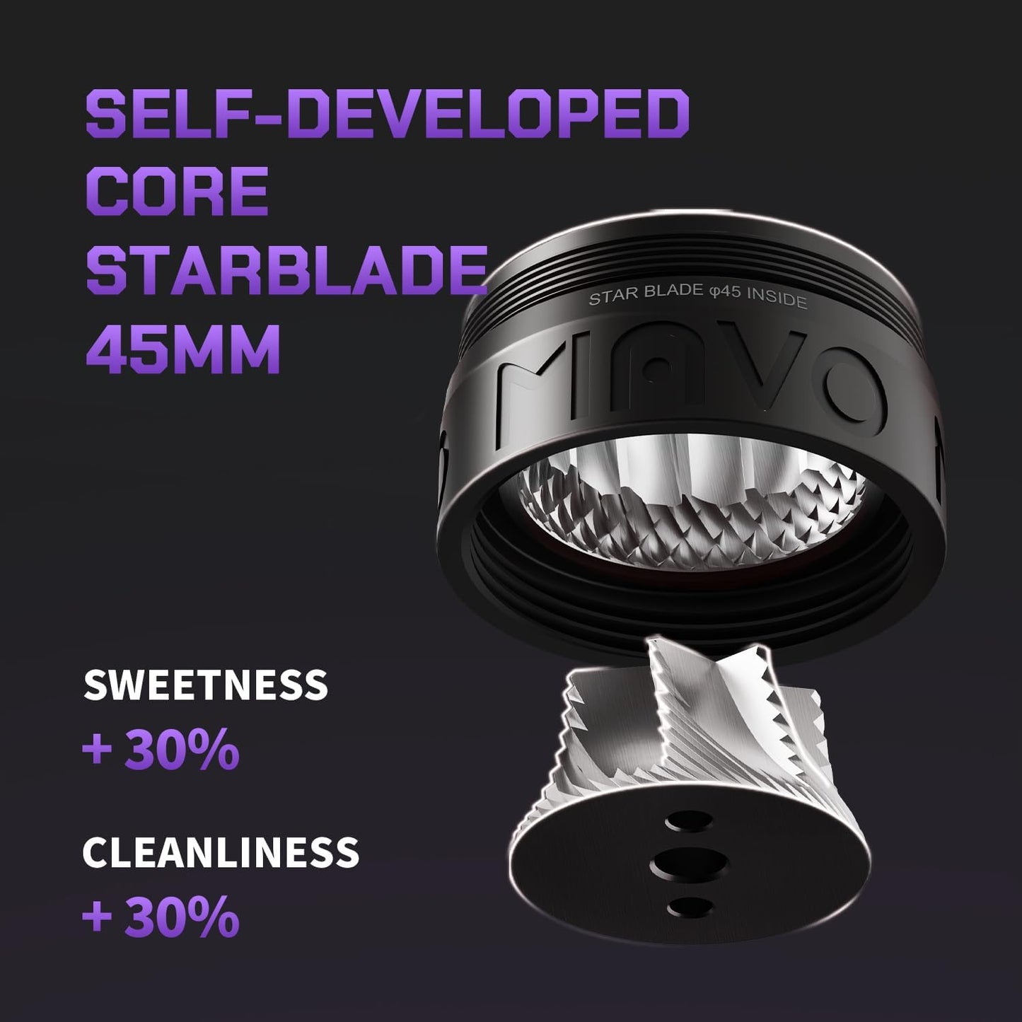 MAVO Manual Coffee Grinder, Phantox Pro Burr Coffee Grinder, Professional 45mm Stainless Steel Grinding Core, Capacity 30g, 120 Clicks Adjustment, Hand Coffee Grinder for Espresso, Pour Over, Black