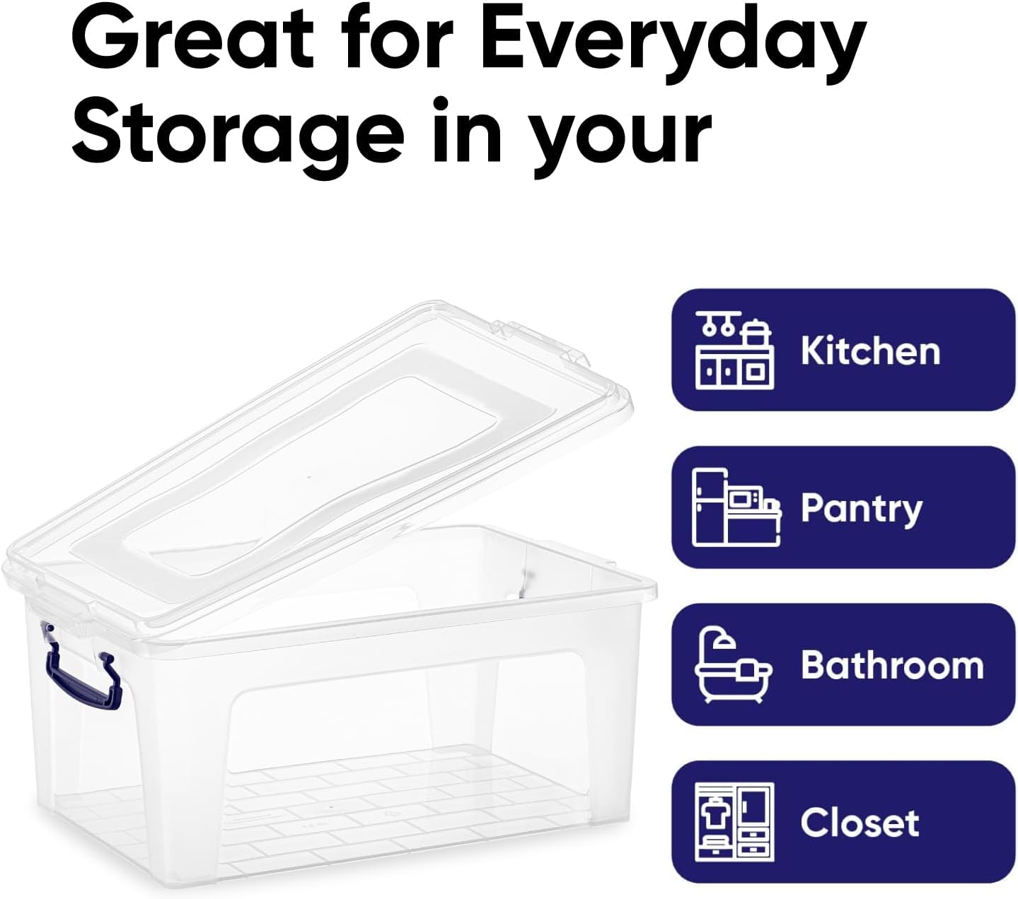 Superio Storage Bins with Lids, Clear Plastic Containers for Organizing, Stackable Totes, BPA Free, Odor Free, Organizer Boxes for Home, and Dorm (4 Pack, 28.5 Qt)