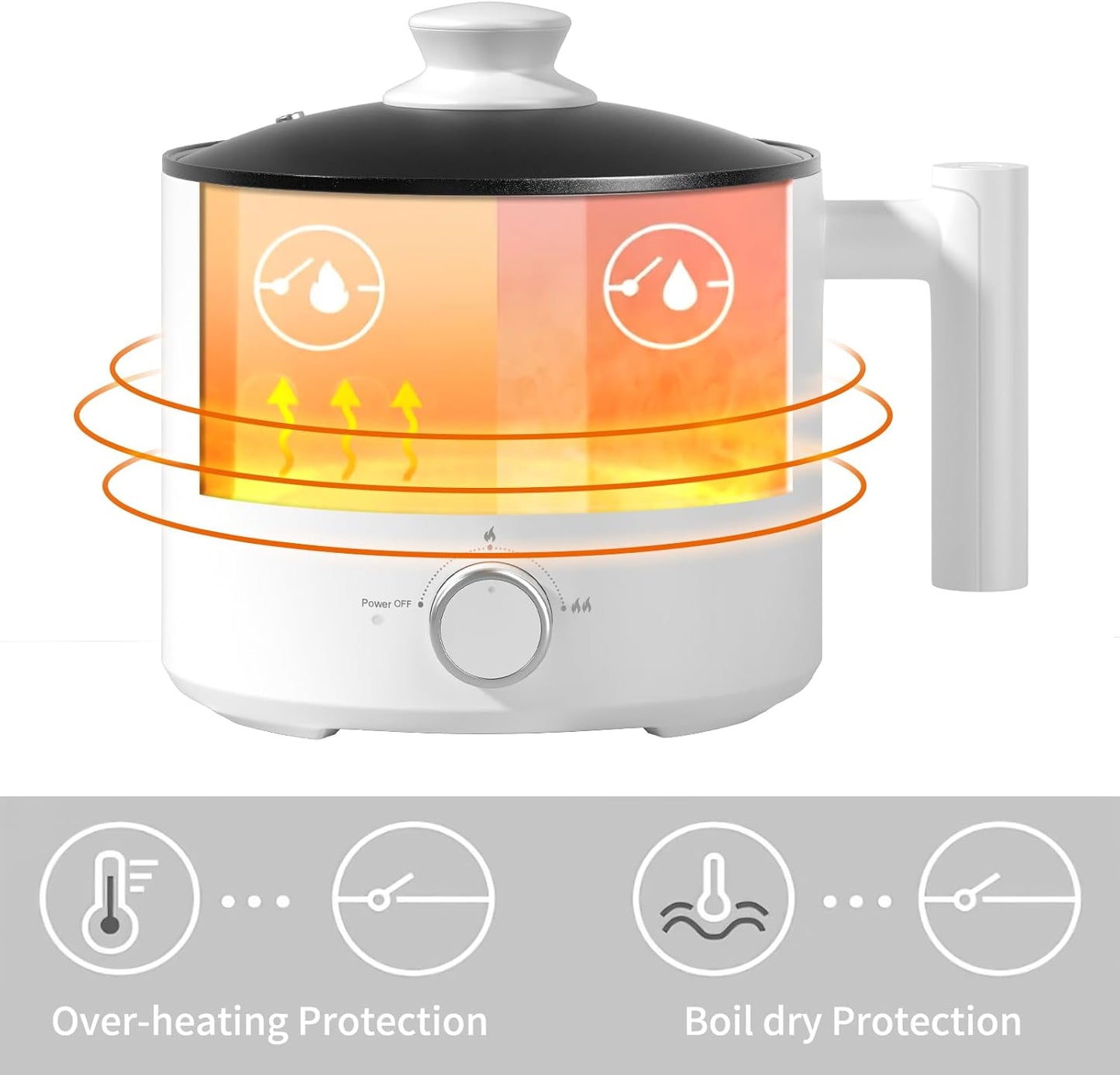 Food Party Hot Pot Electric Pot for Cooking Ramen Cooker 1.8L College Dorm Room Essentials Mini Hotpot Shabu Shabu Pot 110V Noodle Cooker Non Stick