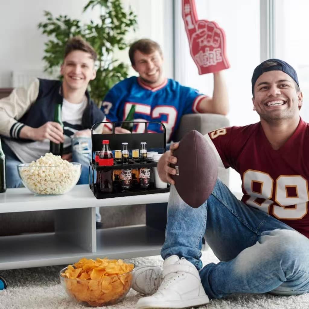 Bodaon 8 Cup Drink Carrier with Handle, Plastic Cup Carriers for Drinks, Drink Holder for Car, GrubHub/Eats Doordash Accessories, Portable Foldable Reusable Mobile, Use for Food Delivery Bag, Black