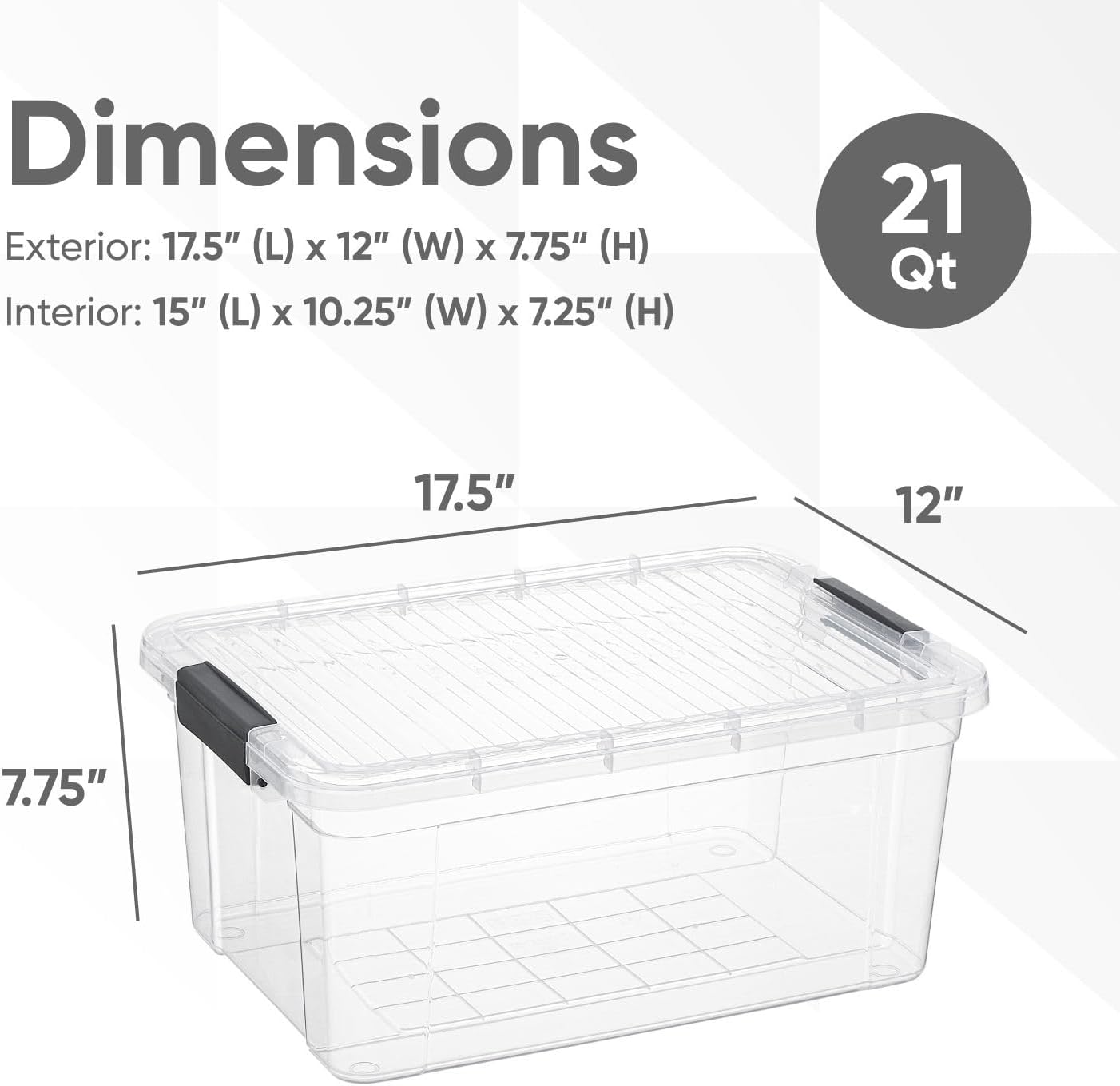 Superio Storage Bins with Lids- 4 Pack, 21 Qt Clear Boxes for Organizing, Stackable Plastic Containers- BPA Free, Non-Toxic, Odor Free, Organizer for Home, Office, Dorm
