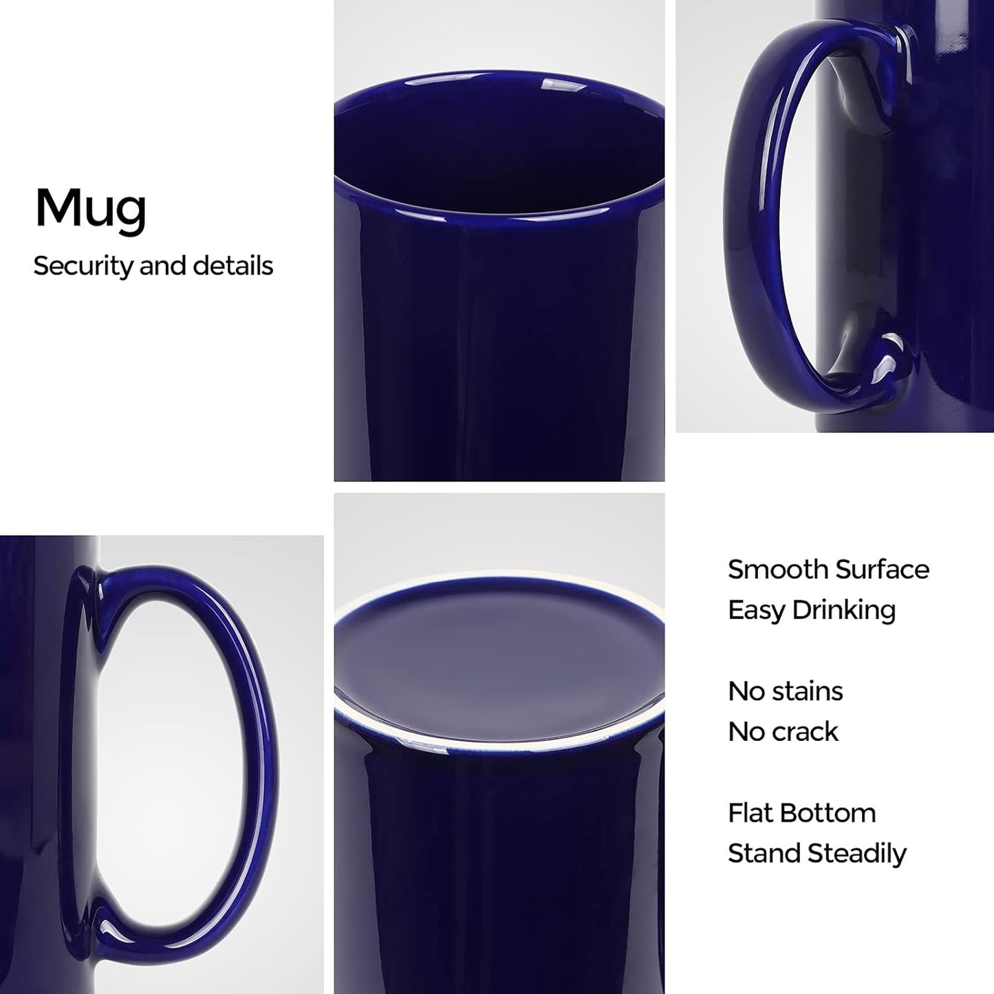 Large Coffee Mugs, 22 OZ(650ml) Extra Coffee Mug Set of 2, Smooth Ceramic Boss Cups, Big Capacity and Large Handle, for Dad Men, Blue