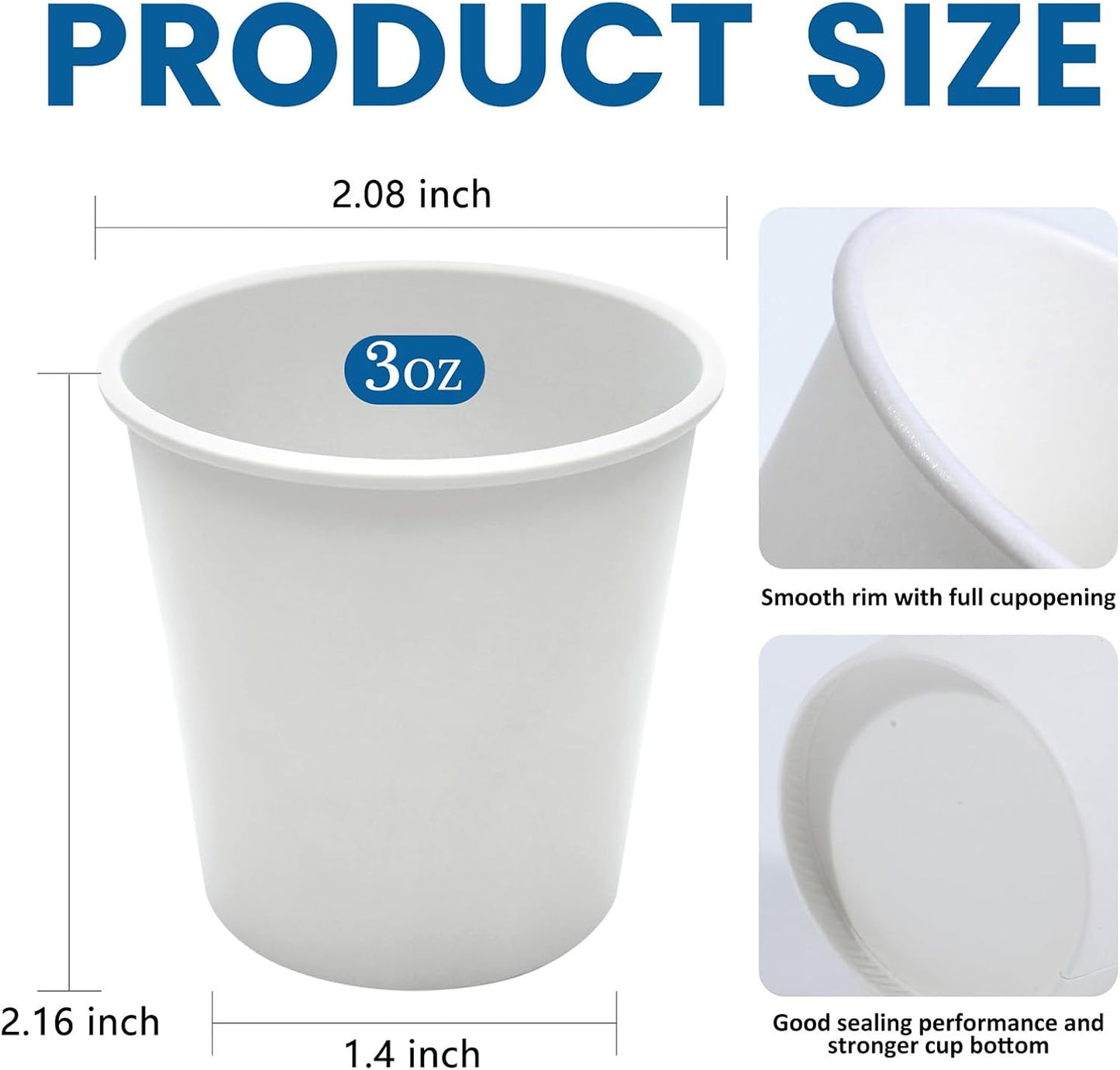 100 Count 3oz Disposable Bathroom Cups, Mouthwash Cups, Small Paper Cups for Parties, Picnics, Barbecues, Travel and Events