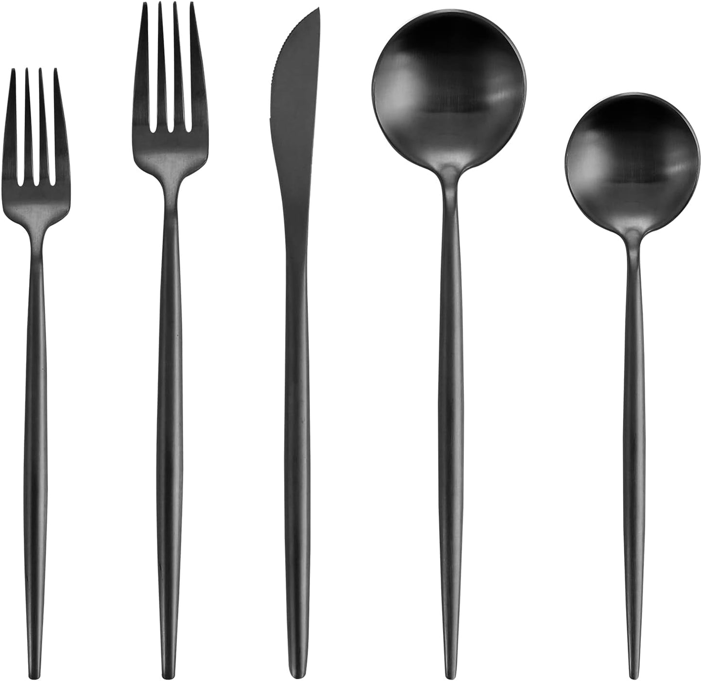 Matte Black Silverware Set, Oliviola 20-Piece Stainless Steel Flatware Cutlery Set Service for 4, Satin Finish Kitchen Utensil Set, Dishwasher Safe