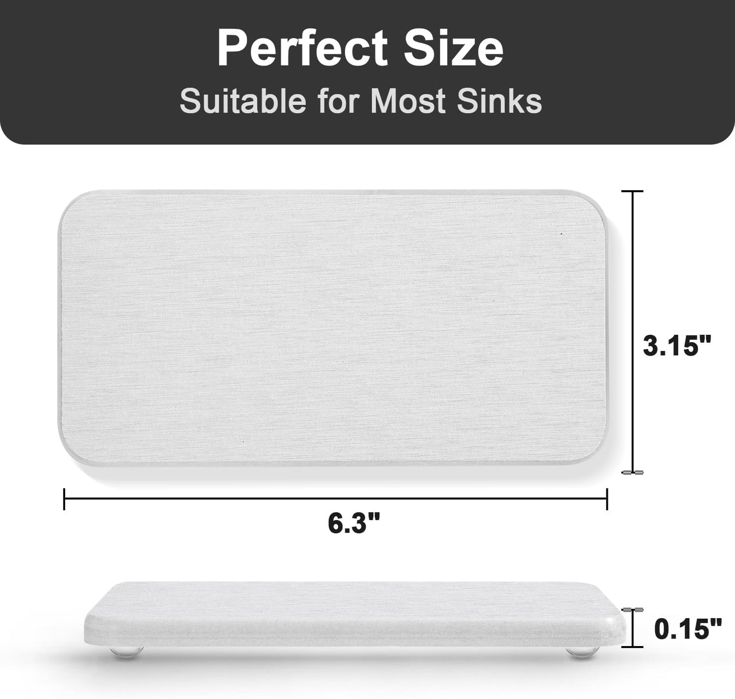 Water Absorbing Stone Tray for Sink | Quick Drying Diatomaceous Earth Coasters | Soap Dish Holder & Toothbrush Holder for Bathroom Counter | Hand Soap & Plant & Toiletries | Light Grey 1-Pack