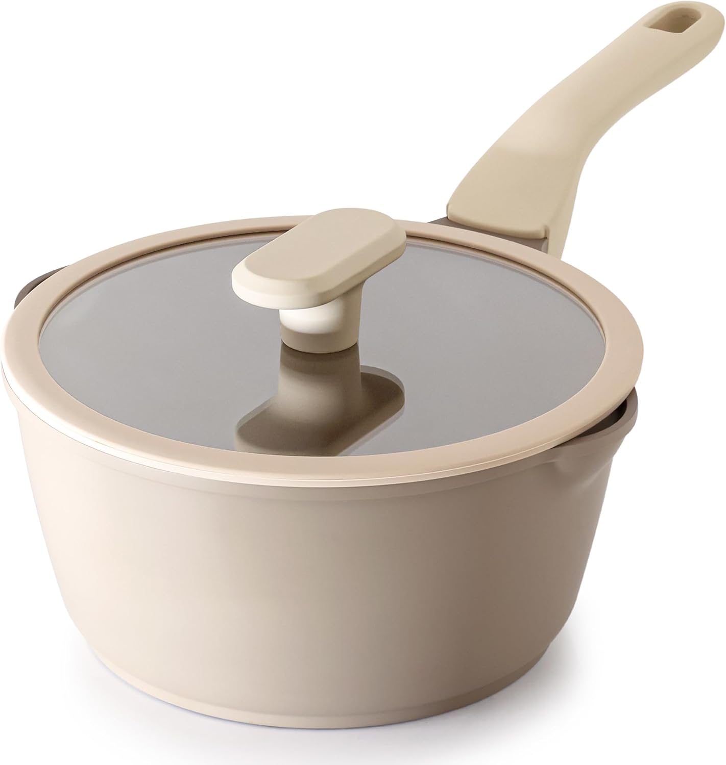 PRICUSIS Nonstick Saucepan with Lid, 2.7 Quart Sauce Pan, Healthy Sauce Pot with Pour Spouts for Multipurpose Use, PFOA Free, Induction Compatible, Apricot