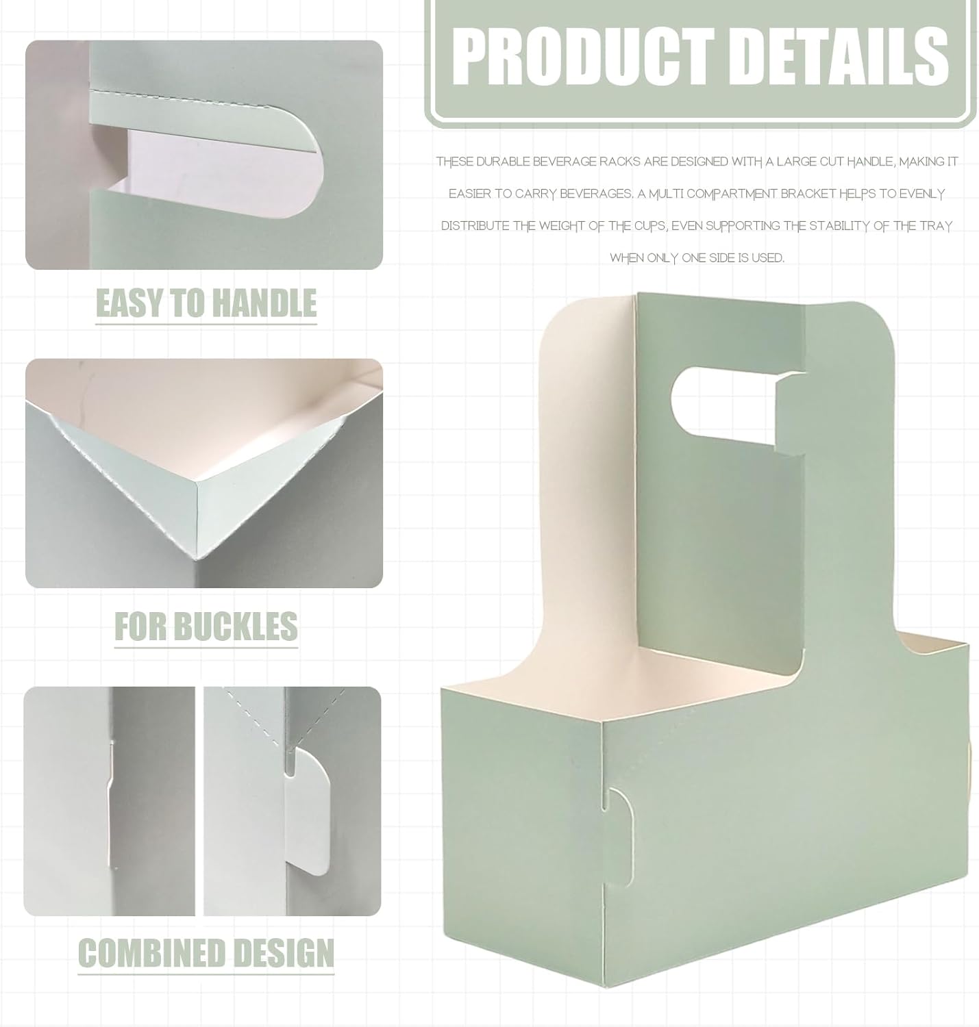 2 Cup Disposable Drink Carrier for Delivery with Handle,15 Count Green Paperboard Cup Holder,Cup Carriers for Hot or Cold Drinks,Coffee Carrier, Food Delivery,Take Out Cup Carriers (Green, 15 PCs)