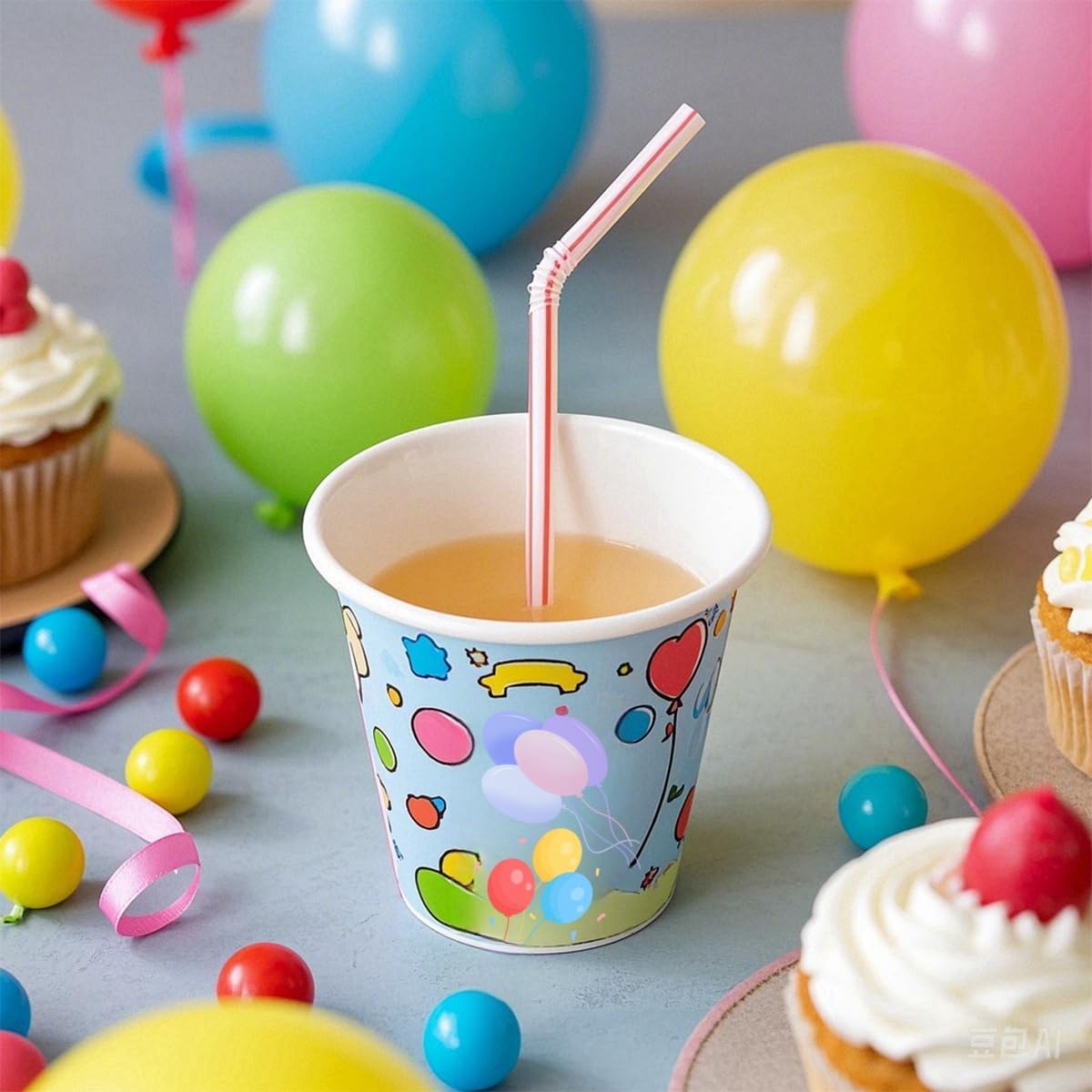 [Honest ECO ] 9.45inch Flexible Plastic Straws Extra Long Bendy Straws Prefer for Tall Glassees/Water Tumbler/Bottled Drinks/All Hot or Cold Low Viscosity Drinks (Stripe)