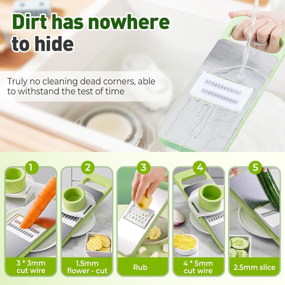 Multifunctional Vegetable Cutter, 2025 New Vegetable Slicer with Adjustable Stainless Steel Blade, Kitchen Chopper with Hand Guard for Vegetable, Fruit, Onion, Potato, Tomato, Cabbage (1pcs)