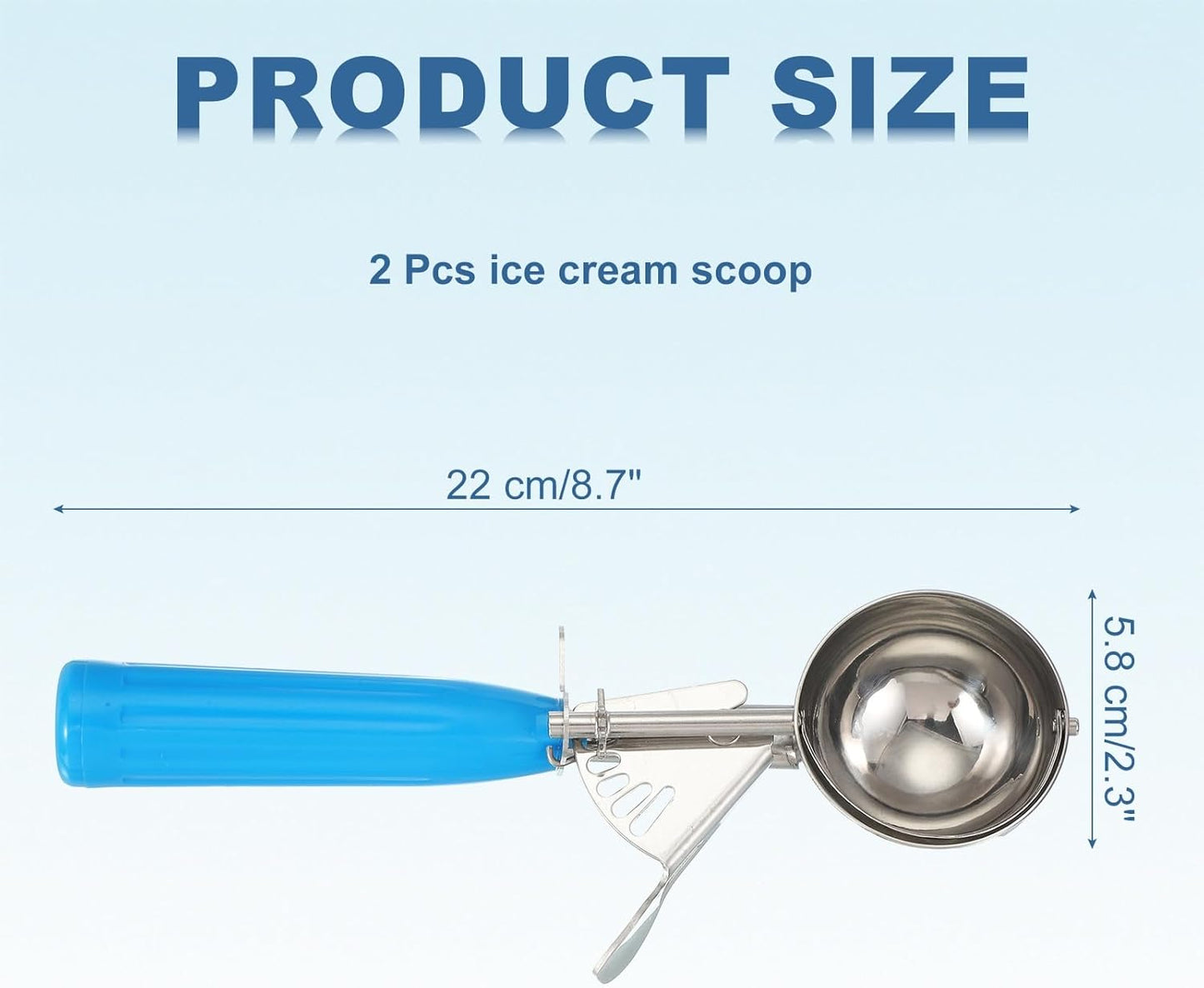 uxcell 2 Pcs Cookie Scoops, Ice Cream Scoop with Trigger for Baking Cookie Dough Rice Pudding Kitchen Gadget, Blue
