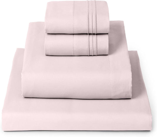 Mellanni California King Sheets Set - 4 PC Iconic Collection Bedding - Hotel Luxury, Extra Soft, Cooling Bed Sheets - Wrinkle, Fade, Stain Resistant (Cal King, Blush Pink)