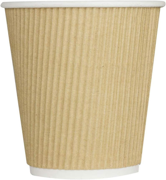 Karat 10 oz Ripple Insulated Coffee Cup [500 Count] Disposable Paper Hot Cup, Sturdy and Leak Proof, 90mm, No Lids