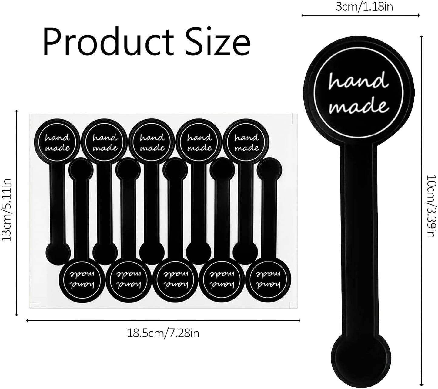 300 Pcs Handmade Stickers for Bakery Packaging – Black Self-Adhesive Food Labels for Homemade Baking, Tamper-Proof Seal Stickers