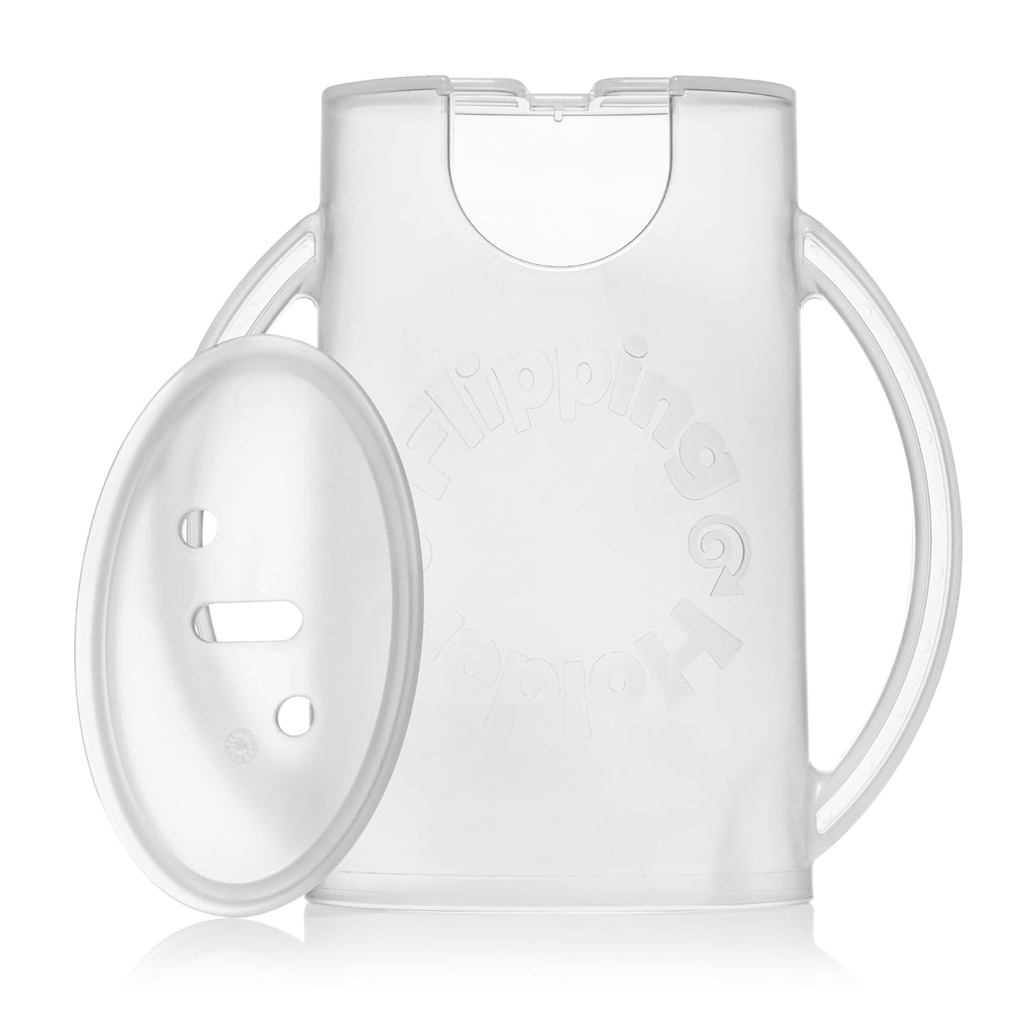 Original Squeeze Proof Flipping Holder with Open Bottom for Food Pouches & Juice Boxes - Multipurpose - Prevent Messes & Support Self-Feeding - Easy Grasping Handles - Made in USA