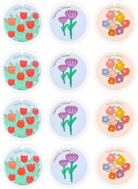 Flower-Shaped Wood Pulp Sponge Scrubber, sponges Kitchen– Dual-Sided Natural Dish Sponge,sponges for Dishes, Eco-Friendly, Quick-Drying, Gentle on Non-Stick Pans (9.3×1.8cm) (12pcs)