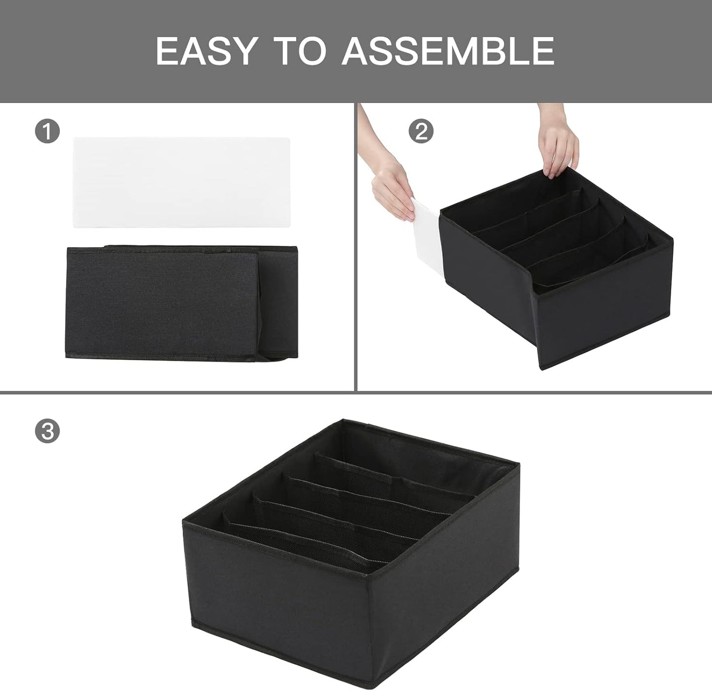 Qozary Jeans Pants Organizer for Closet, 4 Pack Drawer Organizers for Clothing, 5 Grids Wardrobe Clothes Storage, Deep Drawer, for Shirts, Leggings