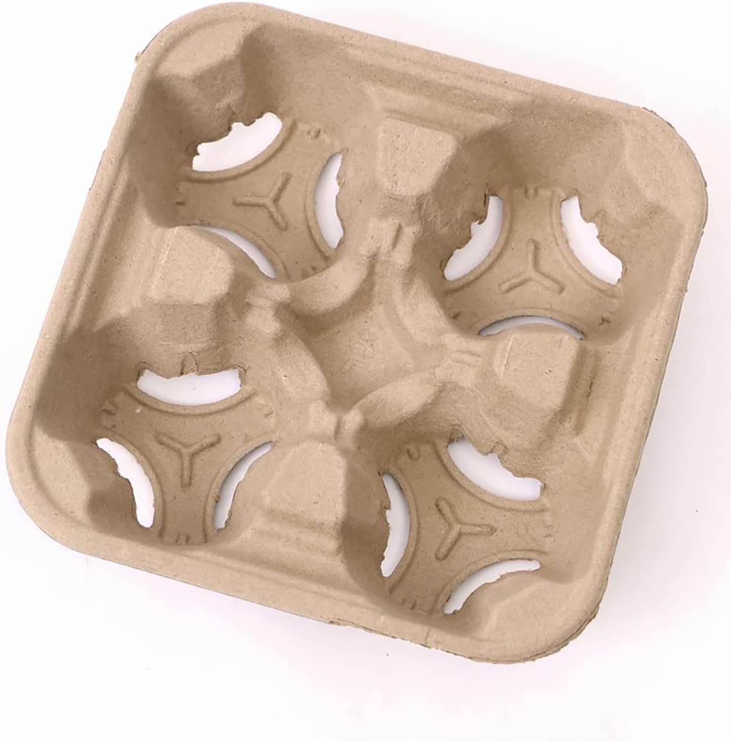 4 Cup Drink Carriers Disposable Coffee Take Out Trays 100 Pcs Pack Pulp Fiber Delivery Cups Holder for Hot and Cold Drinks