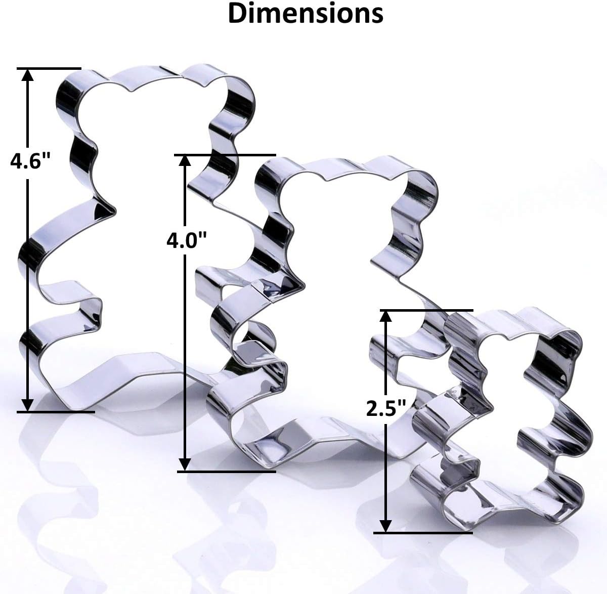 Teddy Bear Cookie Cutter Set – Sharp & Stainless Steel Cooking Utensils – A Fun Fit for Sandwiches, Pancakes & Fruits – Dishwasher-Safe 3-Piece Bakery Supplies by Sweet Cookie Crumbs (Large Sizes)