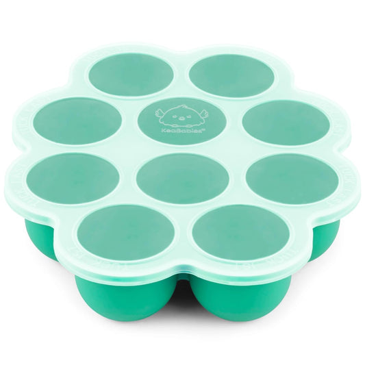 KeaBabies Silicone Food Freezer Trays with Lid, 2oz x 10 Pods Baby Food Storage Containers, Easy Puree Meal Prep, Breast Milk Silicone Freezer Molds, Dishwasher,Microwave Safe,BPA-Free(Alpine Green)