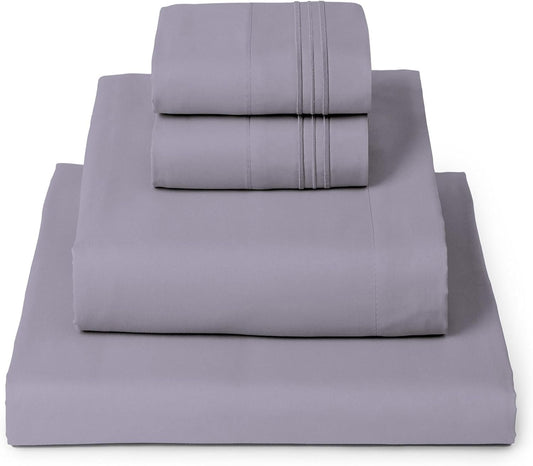 Mellanni California King Sheets Set - 4 PC Iconic Collection Bedding - Hotel Luxury, Extra Soft, Cooling Bed Sheets - Wrinkle, Fade, Stain Resistant (Cal King, Hazy Lilac)