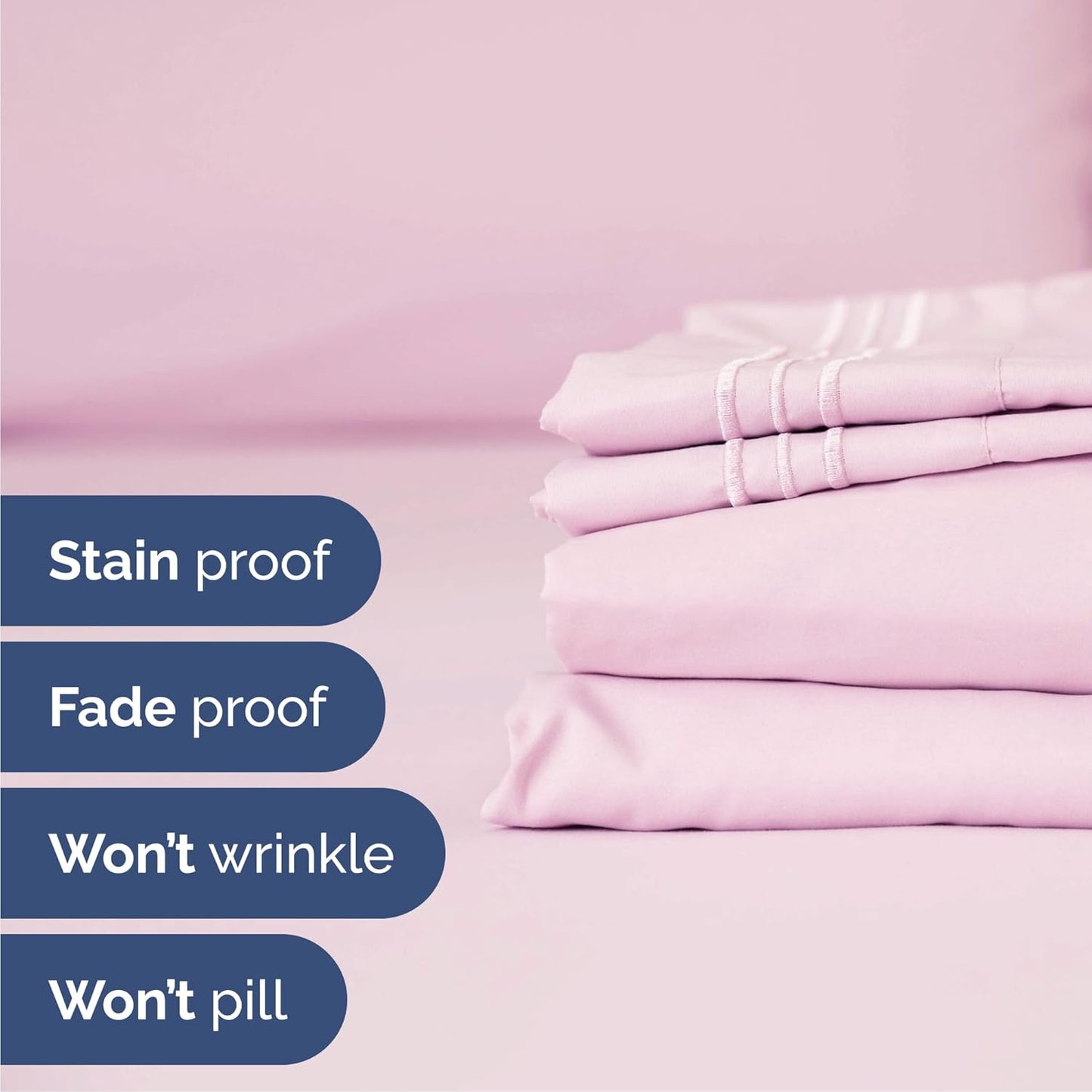 Cal King Size 4 Piece Sheet Set - Comfy Breathable & Cooling Bed Sheets Set - Hotel Luxury Bedding for Women, Men, Kids, Teens, Boys & Girls - Deep Pockets, Soft, Wrinkle Free - Oeko-Tex - Light Pink