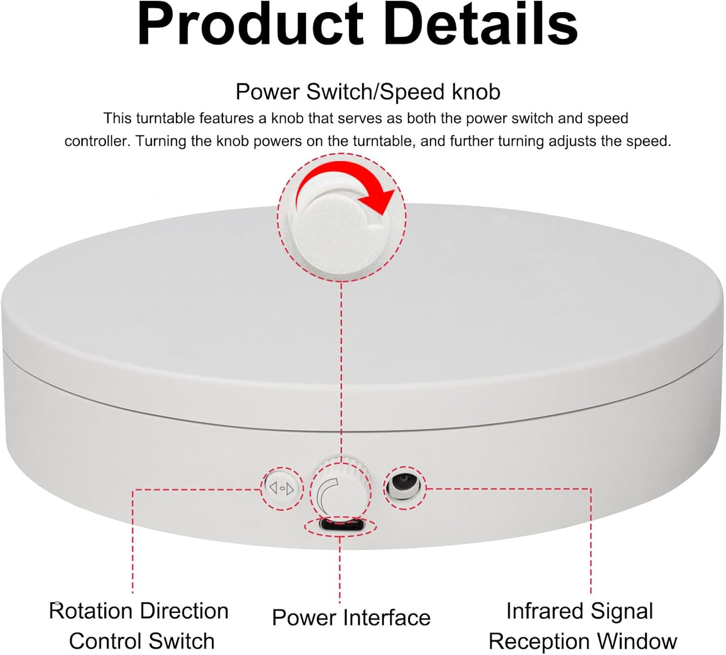 Motorized Rotating Display Stand with Remote, 7.87in 360 Electric Turntable for Display,Photography,3D Scanner Models, Motorized Lazy Susan and Photography Turntable Control Angle/Speed,Step/Swing/Continuous Rotation