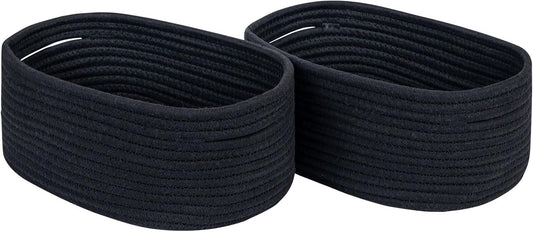 CubesLand Cute Black Basket Bins,Small Woven Storage Baskets for Shelf,Baby Nursery Basket Bin,Cube Organizer Basket Bin,Soft Toys Storage Basket,Home Decor Organization Bins 12 x 8 x 5 inches