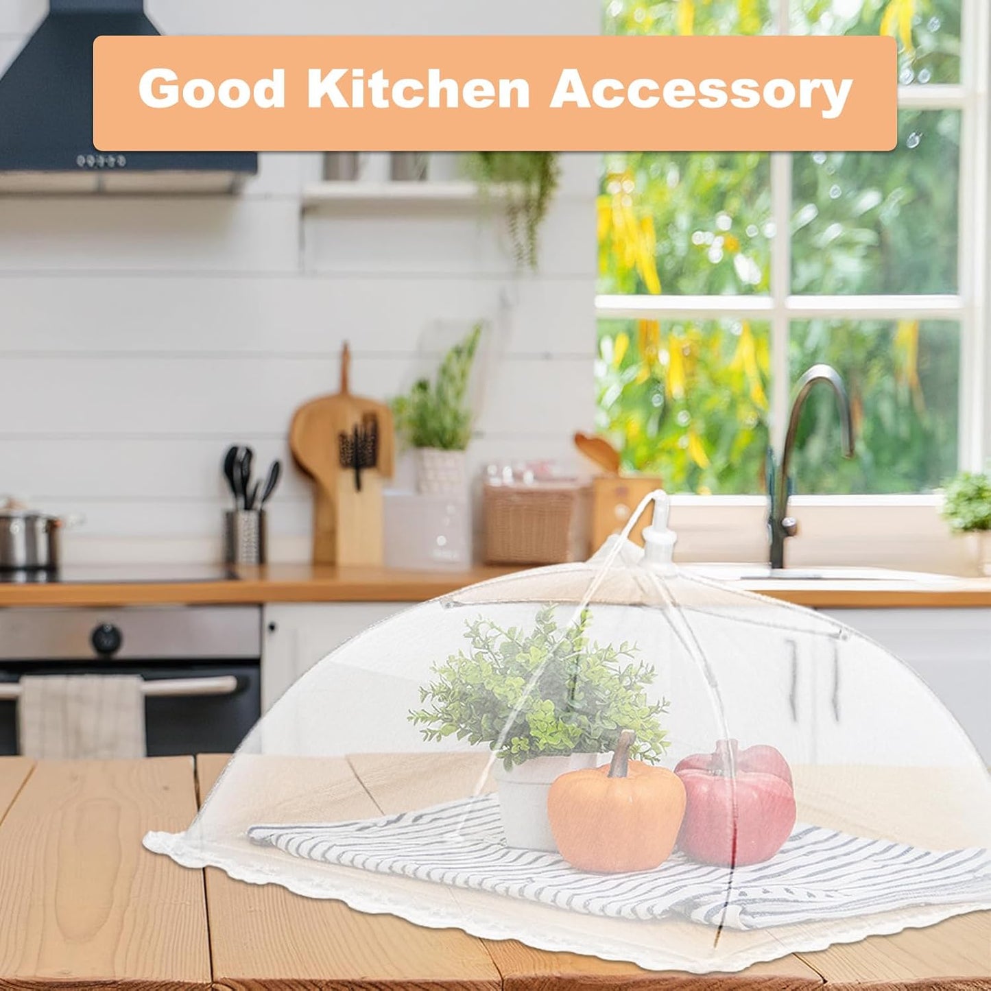 uxcell 3 Pcs Large and Tall Food Covers 17" Mesh Food Covers for Outdoors Collapsible Food Protector Covers Tent for Parties Outdoor Picnics BBQs, Light Green