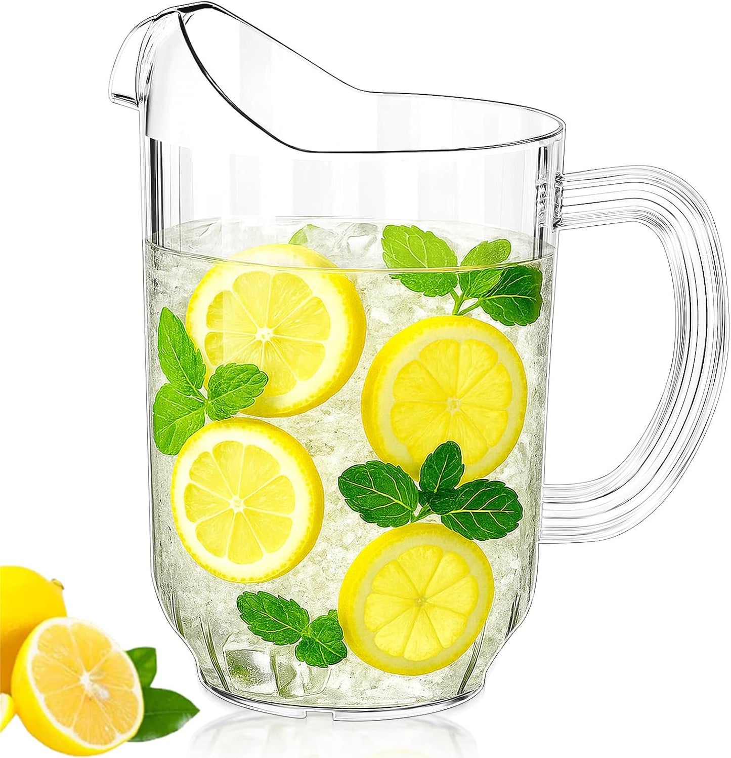 Tessco for you Plastic Pitchers 60 Ounce Clear Restaurant Jug Large Water Pitcher Carafe Serve Milk Tea Juice Drink for Parties Container Dispenser Beer Jar(1 Pcs)