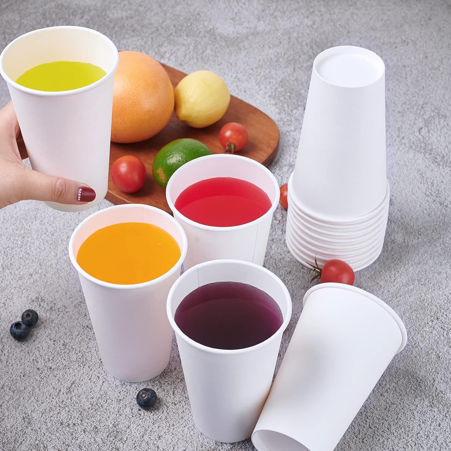 LITOPAK 210 Pack 16 oz Disposable Paper Coffee Cup, Hot/Cold Beverage Drinking Cups for Water, White Paper Hot Coffee Cups, Suitable for Party, Picnic, Travel, and Events