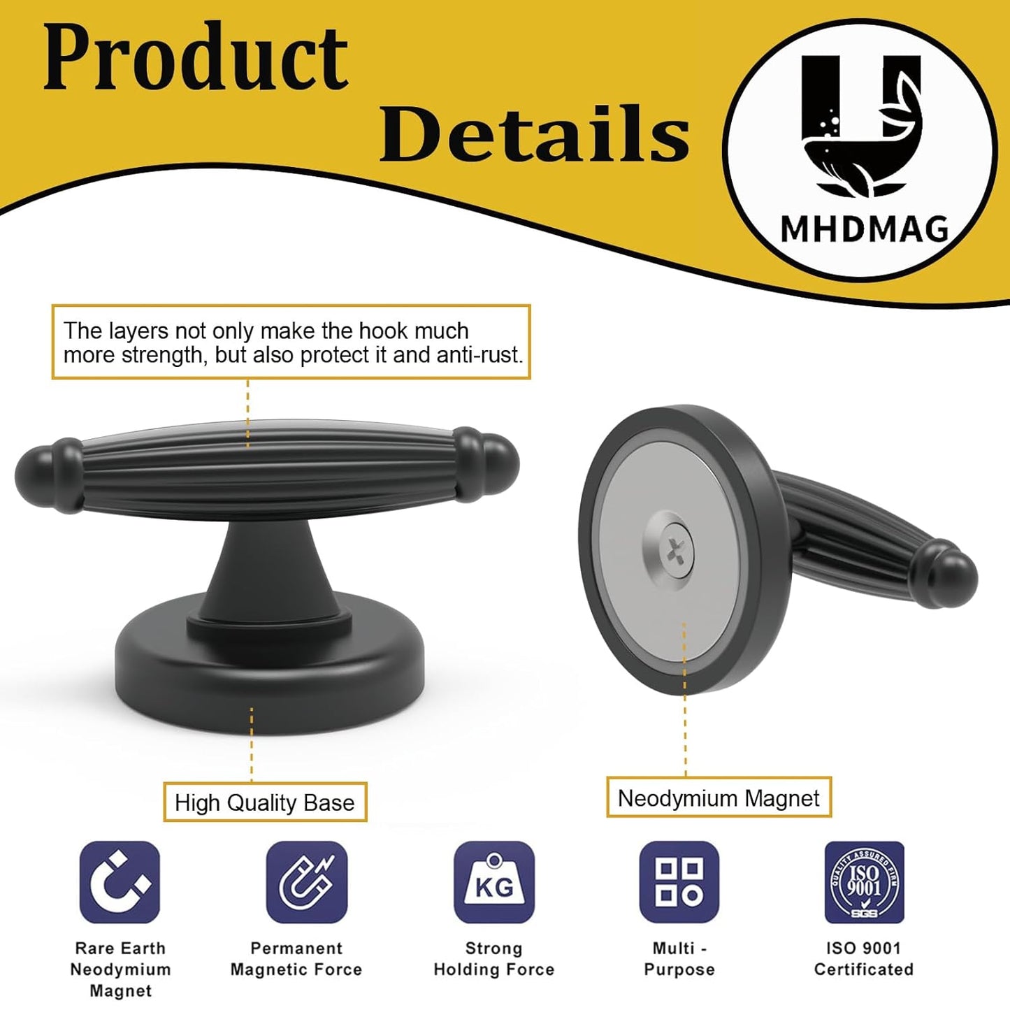 Magnetic Hooks Coat Magnet Hooks for Hanging,Magnetic Hooks Heavy Duty with Strong Magnet for Pot Holder,Grill,Refrigerator,Home,Kitchen,Workplace or Office.