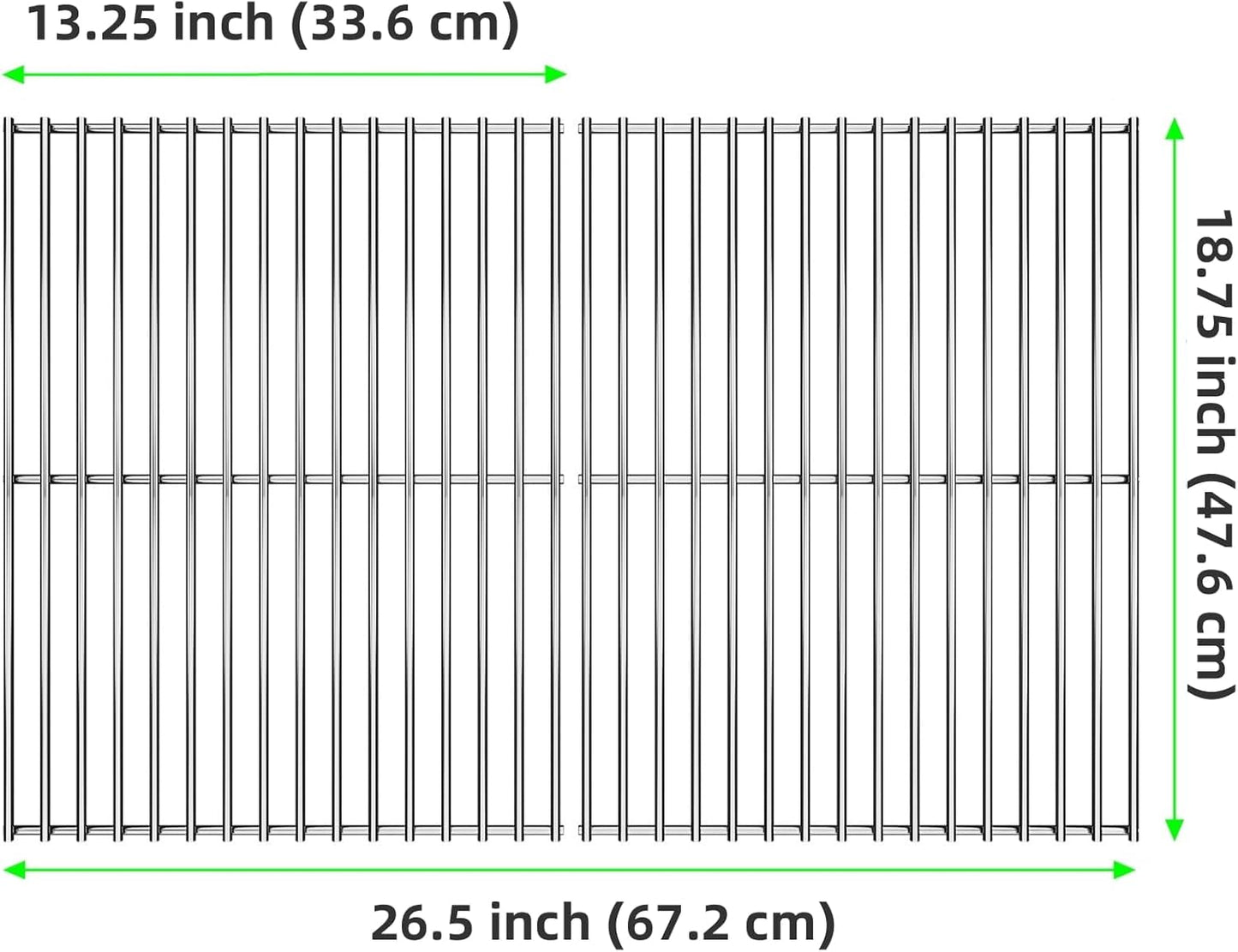 18.75" Grill Grates Replacement Parts for Weber Genesis II 300 and Genesis II LX 300 Series Gas Grills, Genesis II E&S 310 315 320 325 340, 66095, 304 Stainless Steel Cooking BBQ Grids