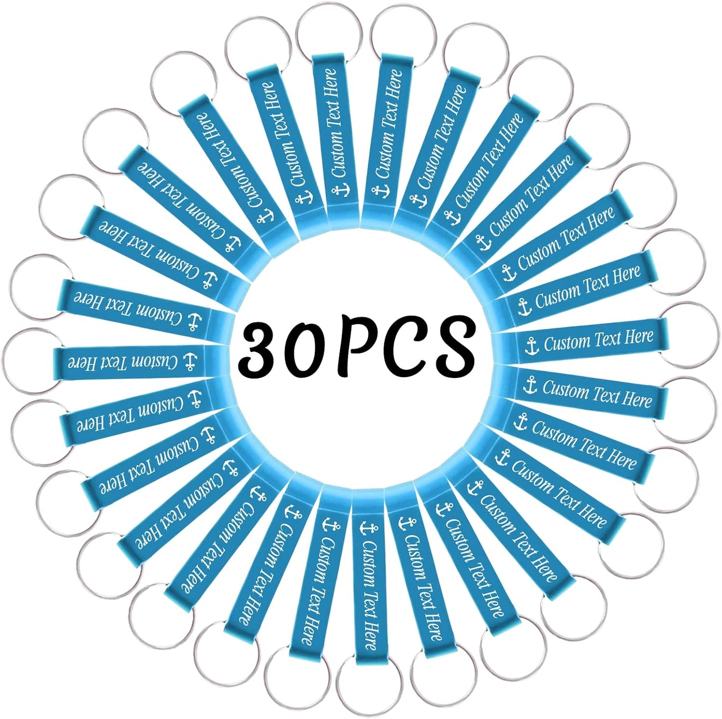 30PCS Personalized Bottle Opener Keychain Bulk Custom Beer Bottle Opener with Logo Text Engraved Wedding Bottle Opener Favors Customized Gifts for Guests Baby Shower Birthday Party-Sky Blue