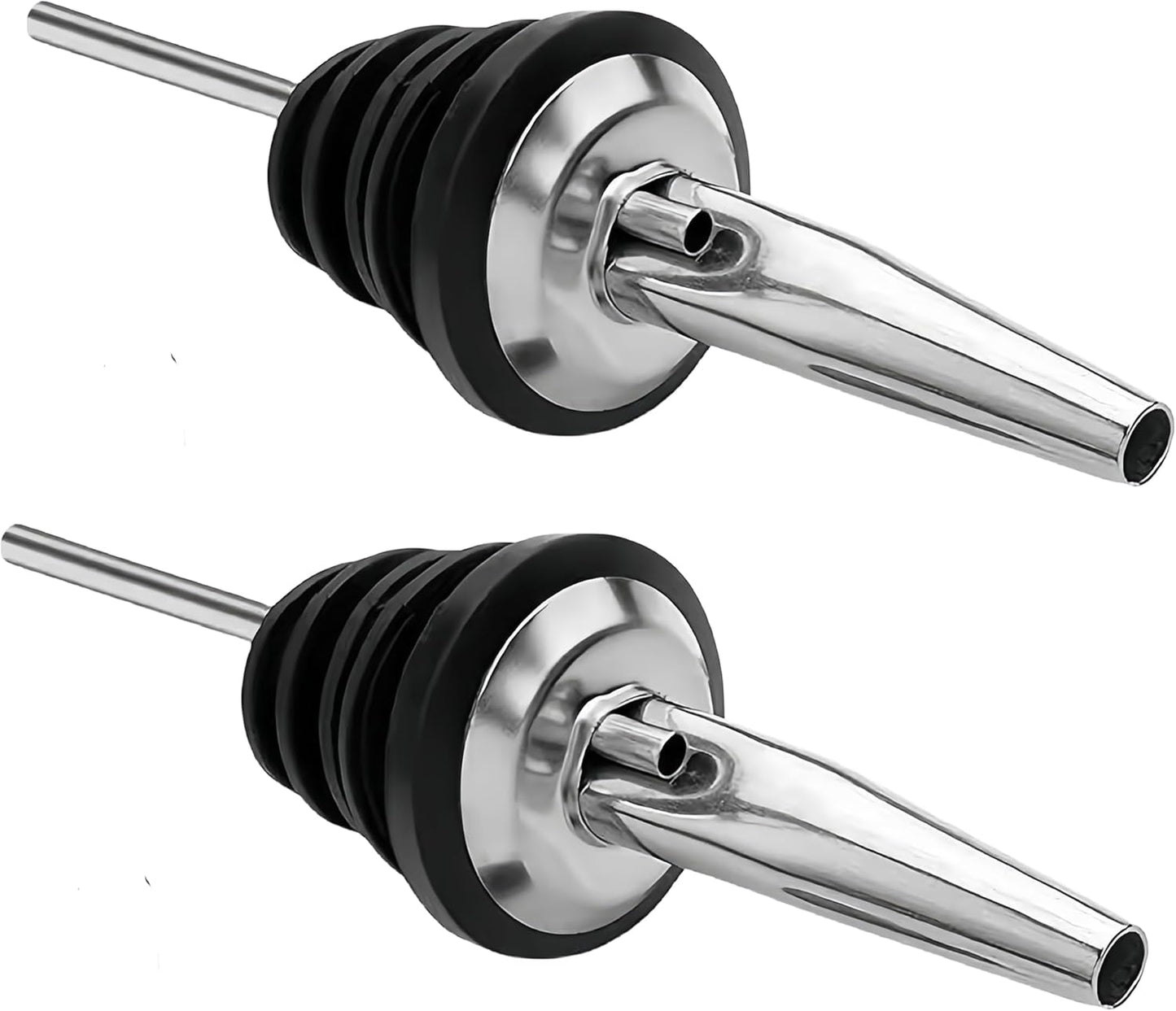 LanMa Olive Oil Spout Pourer, 2PCS Stainless Steel Liquor Bottle Pourers Spouts with Rubber Dust Caps