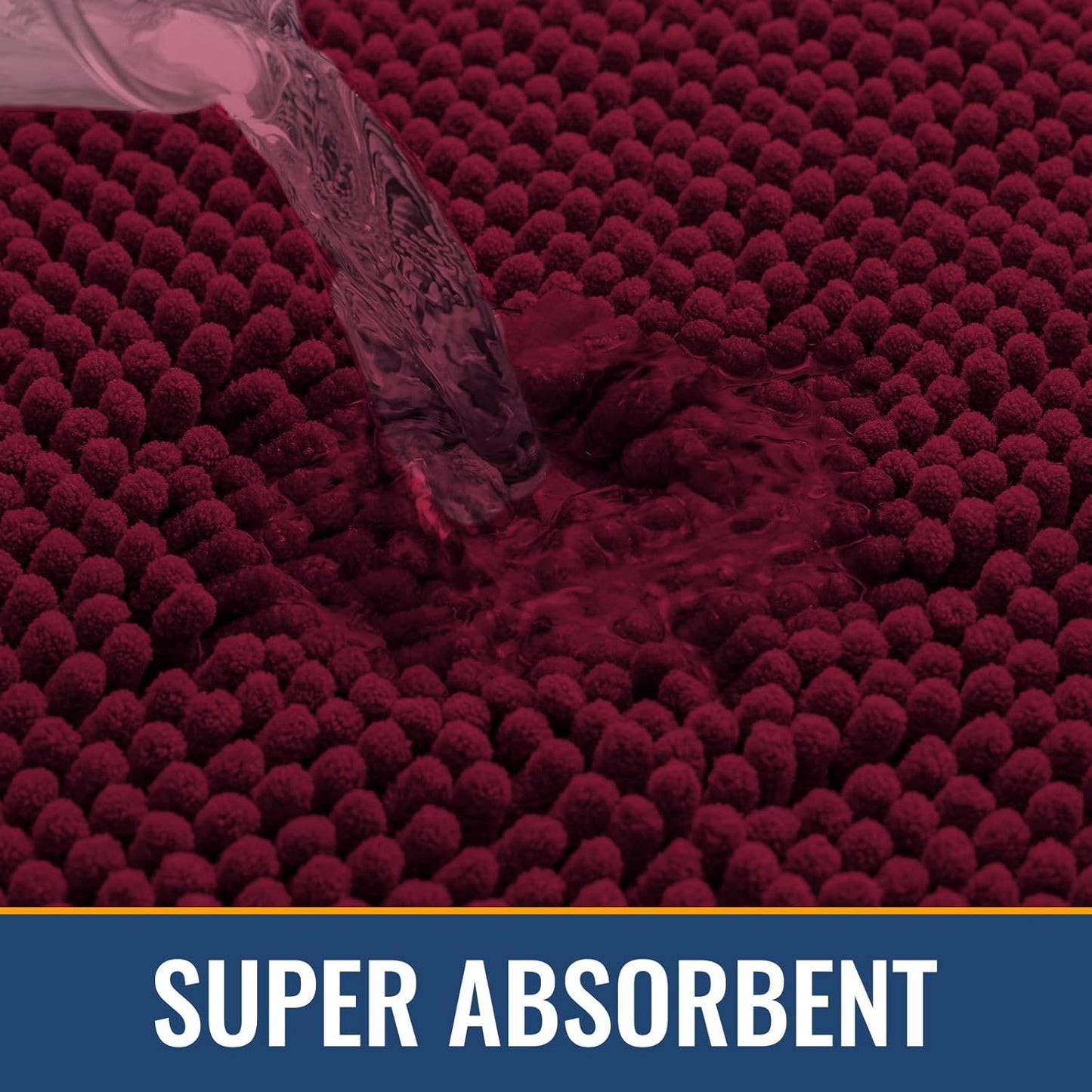 Arotive Bathroom Rugs 36x24, Extra Soft Absorbent Shaggy Chenille Bath Rugs, Machine Washable Rubber Backing Non-Slip Bath Mats for Bathroom Floor Tub and Shower, Home Decor Accessories, Burgundy