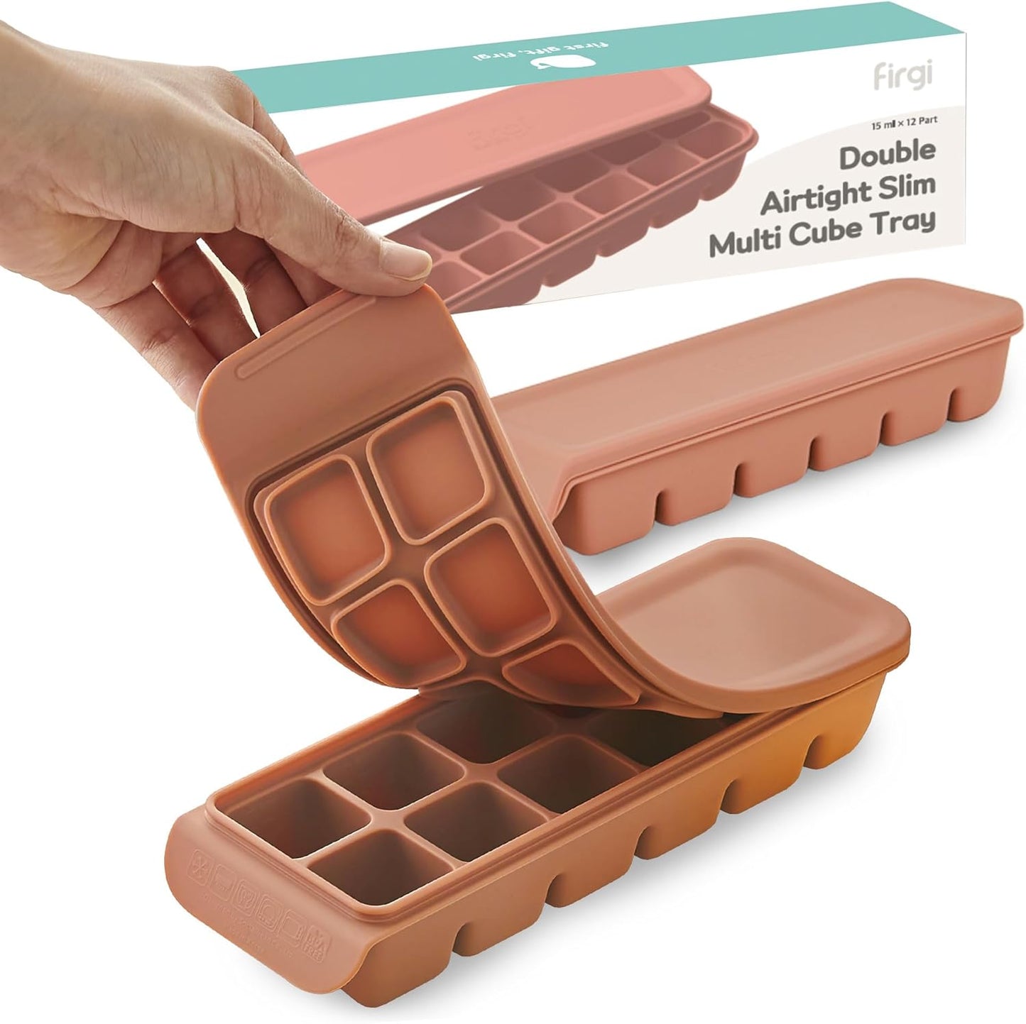 Silicone Freezer Trays with Lid, 0.7oz 12 Section - Leak Proof Silicone Freezer molds for Homemade Baby Food Breastmilk, Purees, Vegetables, Baby Food Jars Ice Tray with Lid BPA Free Indie Pink