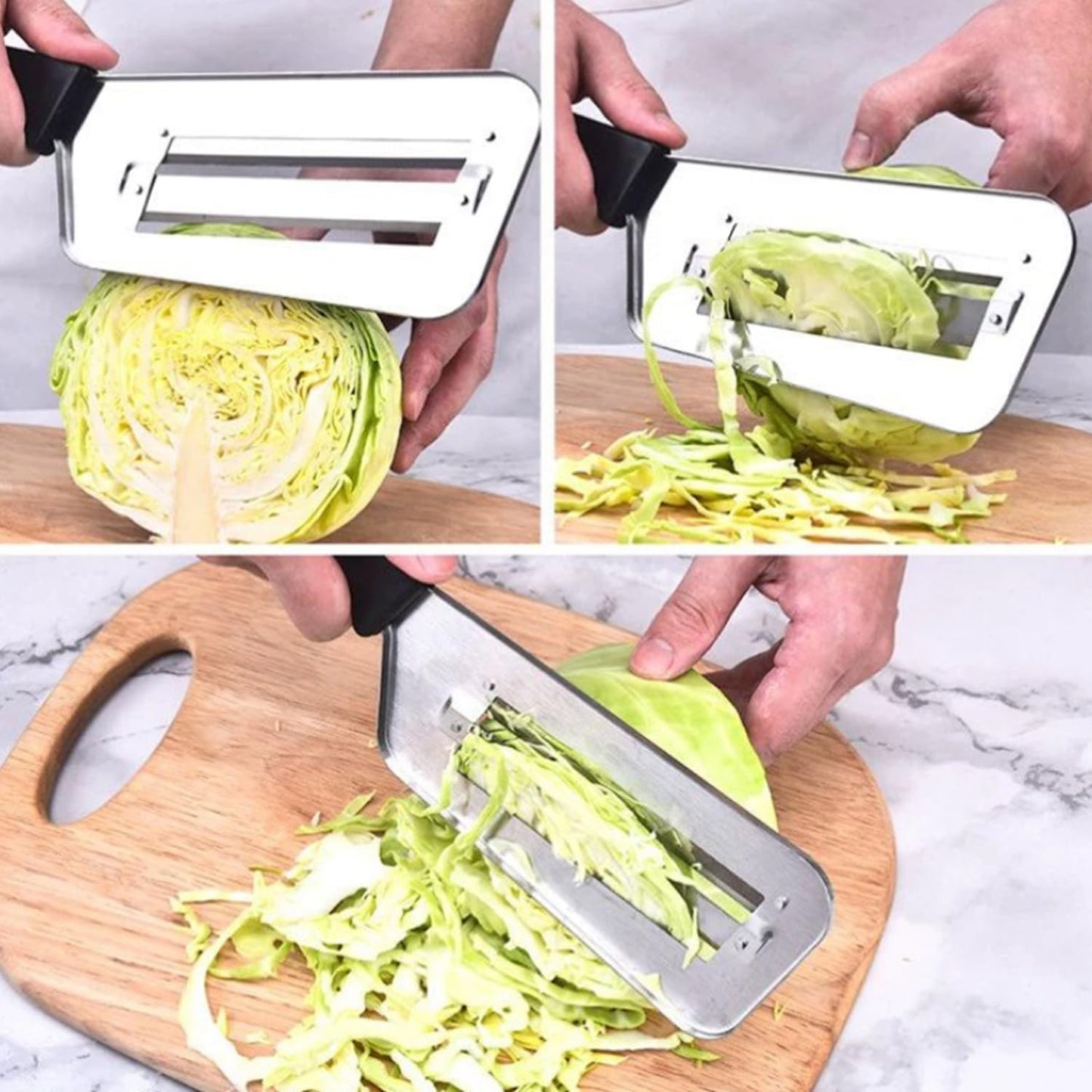 Dual Blade Julienne Cutter, Stainless Steel Shredder Slicer, Stainless Steel Cabbage Shredder for Coleslaw, Cabbage Slicer, Suitable for Vegetables and Fruits (Black+Red)