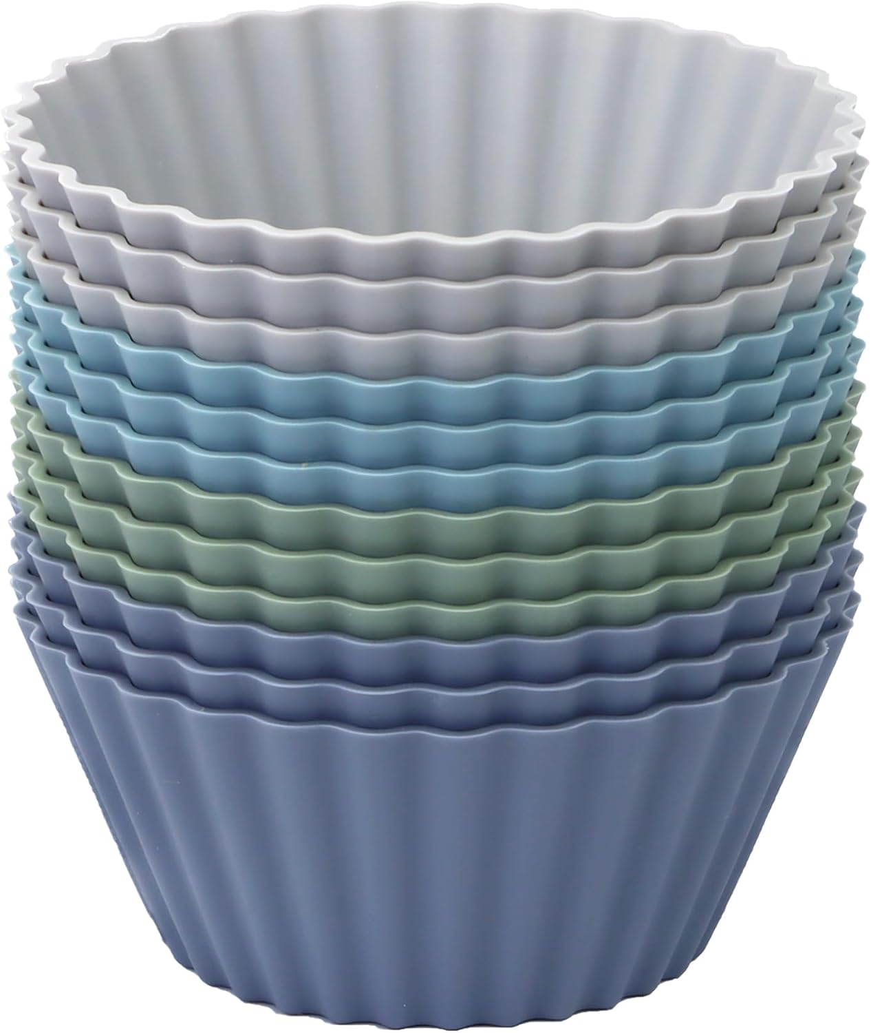 Large Silicone Muffin Cups, 12 Pack Reusable Cupcake Liners Jumbo Size 3.54inch Baking Cups Cake Molds, BPA Free, Dishwasher Safe