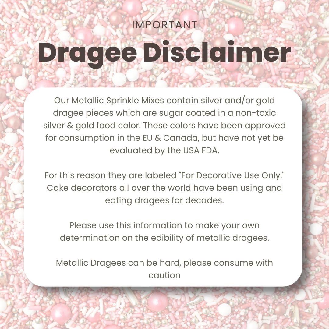 Sprinkle Pop Vintage Rose Gold Sprinkle Mix| Blush White Rose Gold Sprinkles with Gold Dragees| Sprinkles Made in USA for Decorating Wedding Bridal Shower Valentines Day Cakes Cookies Cupcakes, 2oz