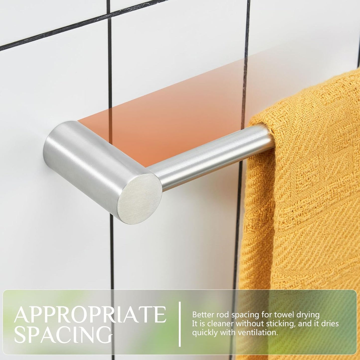 KOKOSIRI Towel Bar Brushed Nickel 24-Inch Bathroom Towel Holder Single Rack Bathroom Hardware Accessories Wall Mounted Stainless Steel, B4007BR-L24