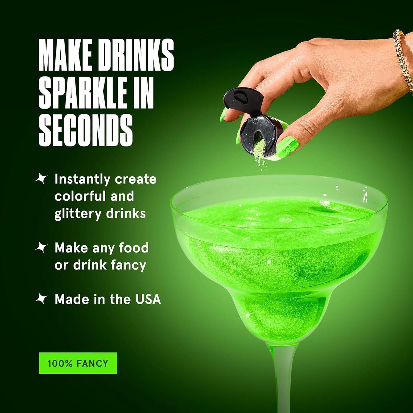 Fancy Sprinkles Limited Edition Halloween Glow Worm Green Premium Edible Glitter, Glows Under Black Light, 100% Edible Glitter for Sparkling Food & Drinks No Taste or Texture (4gm)