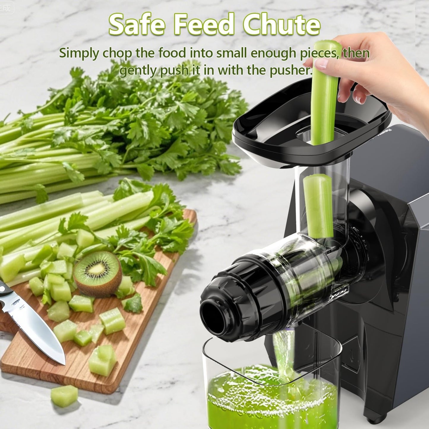 Masticating Fruit Vegetable Juicer Machine, 2-In-1 Electric Juicer Grinder 18 Adjustable Settings for Coffee Bean Nut, 250W Quiet Juicing Machine Cold Press Extractor BPA Free Easy To Clean & Assemble