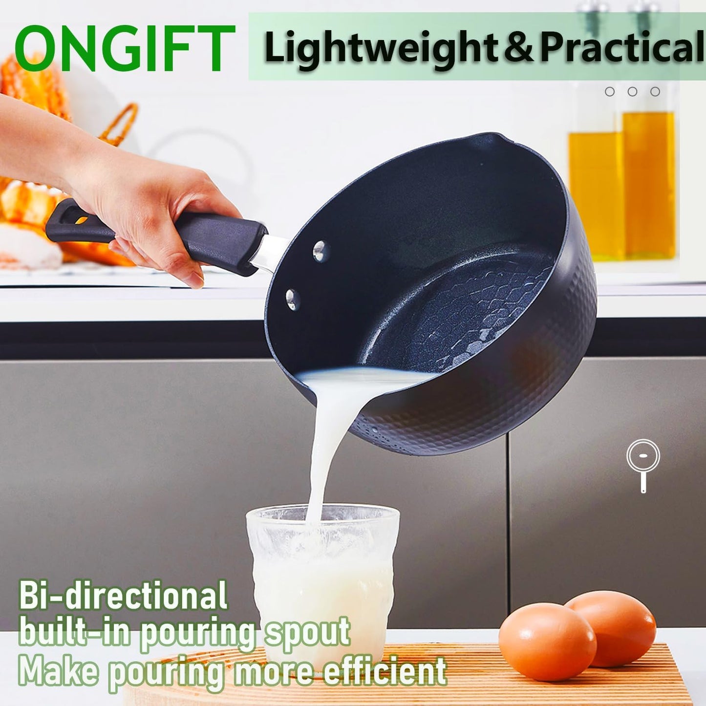 Nonstick Small Sauce Pan with Lid, 1.75 Quart and 2.4 Quart Sauce pan with Pour Spouts, Multipurpose Handy Little Saucepan with Stay Cool Handle, Small Pots for Cooking, Soups, Noodles, Milk