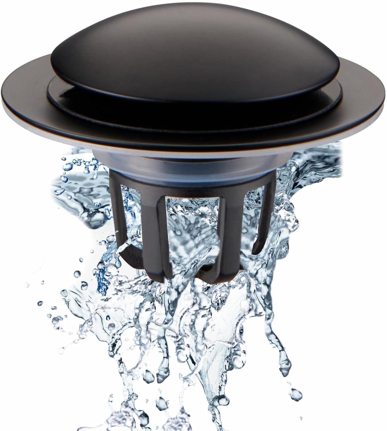 Bathroom Sink Drain Stopper,Welsan Universal Pop Up Drain Strainer with Hair Catcher for 1 1/8"-1 1/2" Drain Hole,Anti-Clogging Filter Matte Black