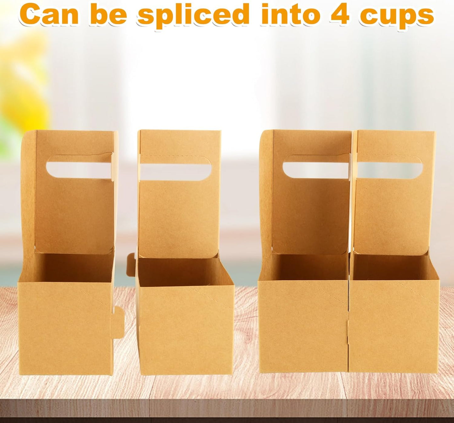 CertBuy 50 Pack 2 Cup Drink Carrier With Handle Kraft Paperboard Cup Holder Disposable Cup For Drinks, Takeout, Cafe And Restaurant Food Service Delivery