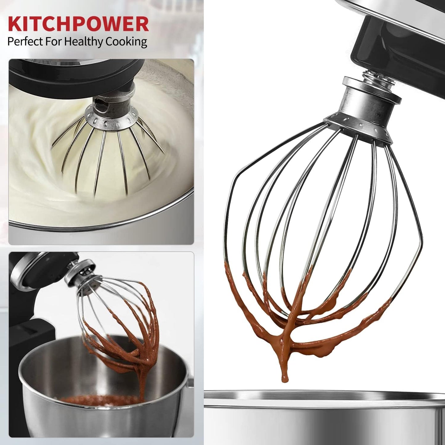 K45WW Wire Whip Attachment for Tilt-Head Stand Mixer for KitchenAid Stainless Steel Egg Cream Stirrer, Flour Cake Balloon Whisk